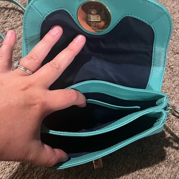 Tory Burch Designer Teal Blue Crossbody Purse - Picture 5 of 7